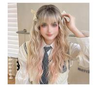 Parrucca Parrucca da donna a onde dorate con gradiente lungo Parrucca ondulata riccia da venti pollici Aspetto naturale Le parrucche in fibra termica sintetica sono adatte for l'uso quotidiano nelle f