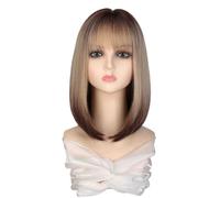 Parrucca Parrucca da donna con capelli corti sfumati con frangia Parrucca di simulazione in fibra chimica Parrucca sintetica ad alta temperatura Parrucche quotidiane
