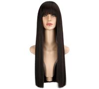 Parrucca Parrucca da donna for capelli lunghi lisci con rete elastica, soffici capelli artificiali naturali, parrucca in fibra chimica ad alta temperatura Parrucche quotidiane(B)