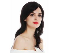 Parrucca Parrucca Donna Monofilamento Capelli Veri Lunghi Mossi Neri Parrucca