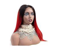 Parrucca Parrucca for la sostituzione dei capelli, parrucche frontali in pizzo rosso brillante capelli umani, parrucca diritta lunga rossa ombre con parrucca con radici nere, Donne