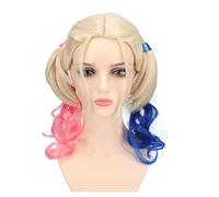 Parrucca, Parrucca Harley Quinn Donna Doppia Coda di Cavallo Parrucca Lunga Taglia Regolabile Capelli Ricci Lunghi Ricci Capelli Sintetici Parrucca Per La Vita Di Tutti I Giorni Cosplay Festa