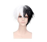 Parrucca Parrucca in bianco e nero maschile for Monokuma, parrucca cosplay in bianco e nero corta anime for la festa quotidiana Donne