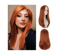 Parrucca Parrucca lunga arancione for donna, parrucca for capelli lisci con parte centrale arancione, parrucca in fibra sintetica resistente al calore naturale for l'uso quotidiano in cosplay