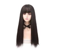 Parrucca Parrucca lunga diritta naturale for capelli sintetici neri lunghi con frangia Parrucca cosplay for donne Parrucche da festa for uomo Donne