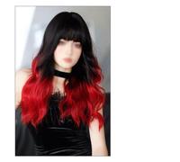 Parrucca Parrucca Lunga Ombre Rossa da Donna, Parrucca Riccia Ondulata Parrucca Sintetica con Frangetta Piena da Donna 24 Pollici, Adatta for Feste Quotidiane e Cosplay Cosplay Parrucche quotidiane
