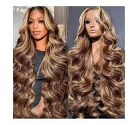 Parrucca Parrucca ondulata a densità 200 - Capelli umani di alta qualità, pizzo trasparente HD 13x4 e 13x6, pre-pizzicata for un'eleganza senza sforzo(13x4 HD Lace Density 180%,22INCH)