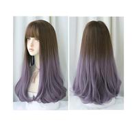 Parrucca Parrucca ondulata viola sfumata da donna Parrucca ondulata lunga e riccia Parrucca in fibra sintetica resistente al calore dall'aspetto naturale, adatta for festival musicali, feste a tema e