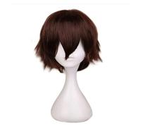 Parrucca Parrucca riccia corta naturale da uomo alla moda Parrucca cosplay marrone scuro Parrucche maschili unisex soffici resistenti al calore Parrucche da festa for uomo Donne