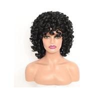 Parrucca Parrucca riccia ondulata da donna nera Parrucca corta riccia con frangia Parrucca evidenziata Parrucca sintetica Parrucche da festa for uomo Donne