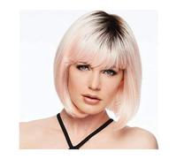 Parrucca Parrucca rosa chiaro copricapo dritto corto colorato sintetico parrucca for feste cosplay parrucche for feste con sfumature nere rosa for uomo Donne