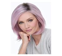 Parrucca Parrucca Rosa Naturale Ondulato Con Radici Nere Miste Rosa Pastello Parrucche Rosa, Parte Laterale Capelli Ricci Per Le Donne Parrucche da donna