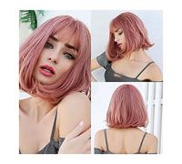 Parrucca Parrucca sintetica di Bob a lungo resistente resistente al calore resistente al calore resistente al calore resistente al calore resistente al calore con Bangs 14inches Parrucche quotidiane