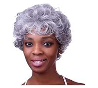 Parrucca Parrucca sintetica for capelli ricci bianchi grigi argento da donna corta for madre anziana di mezza età signora cosplay nonna parrucche parrucche da festa for uomo Donne