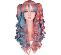 Parrucca Parrucca Sostitutiva Dei Capelli, Parrucca Cosplay Ondulata Lunga Parrucche Sintetiche Per Capelli Con Parrucca A Due Code Di Cavallo, Parrucca Ondulata Pastello Parrucche da donna (Color :