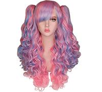 Parrucca Parrucca Sostitutiva Dei Capelli, Parrucca Cosplay Ondulata Lunga Parrucche Sintetiche Per Capelli Con Parrucca A Due Code Di Cavallo, Parrucca Ondulata Pastello Parrucche da donna (Color :