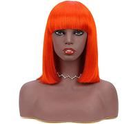 Parrucca Parrucca sostitutiva dei capelli, parrucca dritta corta rossa arancione bruciata con frangetta per donne nere, parrucca colorata alle spalle Parrucche da donna (Color : A, Size : 12inch)