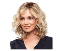 Parrucca Parrucche Bob for capelli corti ondulati anteriori in pizzo parte laterale lunghezza spalla for donna, sfumatura marrone dorato Donne