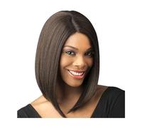 Parrucca Parrucche Bob for donna Capelli sintetici corti e lisci con riflessi Parrucca con parte centrale Donne (Color : Brown)