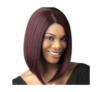 Parrucca Parrucche Bob for donna Capelli sintetici corti e lisci con riflessi Parrucca con parte centrale Donne (Color : Burgundy)