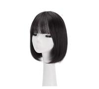 Parrucca Parrucche Bobo corte Frangetta Capelli umani lisci Parrucca piena for ragazze Donna Donna Quotidiano Parrucche for feste dall'aspetto naturale da 11,8 pollici for uomo Donne (Color : Natural