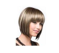 Parrucca Parrucche castane corte a strati con frangia Parrucche sintetiche dritte for parrucche da donna bianche Donne
