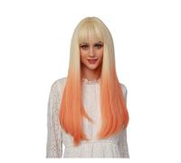 Parrucca Parrucche da donna con sfumatura arancione, parrucche for capelli lisci, parrucche in fibra resistente al calore con frangia d'aria Donne
