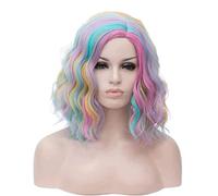 Parrucca Parrucche Da Donna Parrucche Ricce Ondulate Bob Parrucca Sintetica Parrucche Da Miscelazione Di Colori Arcobaleno Per Feste Cosplay Parrucche da donna (Color : D, Size : 15in)