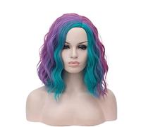 Parrucca Parrucche Da Donna Parrucche Ricce Ondulate Bob Parrucca Sintetica Parrucche Da Miscelazione Di Colori Arcobaleno Per Feste Cosplay Parrucche da donna (Color : B, Size : 15in)