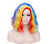 Parrucca Parrucche Da Donna Parrucche Ricce Ondulate Bob Parrucca Sintetica Parrucche Da Miscelazione Di Colori Arcobaleno Per Feste Cosplay Parrucche da donna (Color : A, Size : 15in)