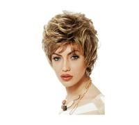 Parrucca Parrucche dal taglio corto marrone con frangia Parrucca bionda marrone Parrucche sintetiche for capelli ricci ondulati Parrucche da festa for uomo Donne