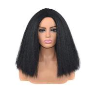 Parrucca Parrucche diritte for donne nere Parrucca riccia nera afro bomba con frangia Capelli in fibra sintetica Donne