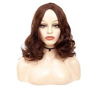 Parrucca Parrucche marrone scuro con frangia for donna Parrucca ondulata sintetica for ragazza, parrucche da festa in fibra resistente al calore for uomo Donne
