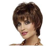 Parrucca Parrucche marroni con taglio corto pixie, parrucche stile strati di capelli leggeri naturali Parrucca riccia bionda mista da donna Donne
