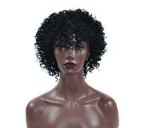 Parrucca Parrucche Morbide Parrucche Parrucche Per Capelli Ricci Corti Parrucche Morbide E Morbide Per Capelli Sintetici Resistenti Al Calore Per Tutti I Giorni Parrucche da donna (Color : Black, Si