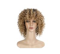 Parrucca Parrucche, piccole parrucche afro ricci, parrucche alla moda in stile europeo e americano, parrucche sintetiche ad alta temperatura Parrucche quotidiane(B)