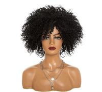 Parrucca Parrucche Ricce Parrucche Afro Anni '70 Per Donne Nere, Parrucche Sintetiche Afro Ricci Bionde Per Donne Parrucche da donna (Color : Black, Size : 13in)