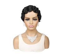 Parrucca Parrucche ricci ondulati a dito corto Parrucca retrò africana for donne nere Parrucca sintetica Parrucca taglio pixie Donne(D)
