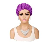 Parrucca Parrucche ricci ondulati con corte Parrucche retrò africane for donne nere Parrucca sintetica Parrucca tagliata Parrucche da festa for uomo Donne(Onecolor Gold)