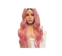 Parrucca Parrucche rosa Capelli sintetici ondulati parte centrale, parrucca ondulata lunga for donna Parrucca ondulata lunga senza frangia Parrucca for feste quotidiane Donne