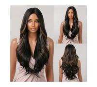 parrucca Parrucche sintetiche arancioni lunghe a onda naturale con frangia piena for le donne nere Parrucche cosplay quotidiane di Halloween Fibra resistente al calore dei capelli parrucca sintetica r