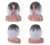 Parrucca Parrucche sintetiche for capelli ricci afro Parrucche corte Parrucca riccia corta in fibra resistente al calore for la festa di Halloween Parrucche for feste cosplay for uomo Donne(Onecolor)