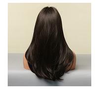 Parrucca Parrucche Sintetiche Parrucche Lunghe Diritte A Strati Di Capelli Castano Scuro Con Frangia Per Le Donne Con Riflessi Parrucche Di Colore Grigio Per Le Donne