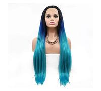 Parrucca Parrucche Sintetiche Per Capelli Lunghi Con Corpo Dritto Ombre Bluastro, Parrucche Sintetiche A 3 Toni Parrucche da donna