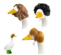 Parrucca Per Anatra Da Giardino, 3 Pezzi Carine Parrucche per Anatre da Prato, Capelli Divertenti Copricapo Decorativo Stagionale Per Compleanno Festa Primavera