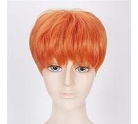 Parrucca per aumentare il volume dei capelli dopo la chemioterapia Bella celebrità maschile coreana con la stessa parrucca Anime Cosplay capelli corti soffici arancione puro