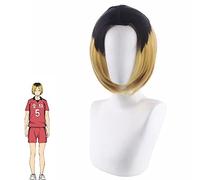 Parrucca per aumentare il volume dei capelli dopo la chemioterapia, cosplay, pallavolo, adolescente, solitario, artiglio, macinazione, punto medio, oro, evidenziazione nera sfumata parrucca anime
