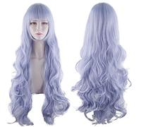 Parrucca per aumentare il volume dei capelli dopo la chemioterapia Harajuku Soft Sister Cos parrucca capelli lunghi Lolita Sky Blue Colore misto capelli lunghi ricci