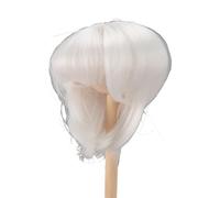Parrucca per bambole 1/4 capelli sintetici realistici morbidi comodi per circonferenza della testa da 18,5-21 cm, parrucca diritta corta bambola carina per gli amanti delle bambole (WHITE)