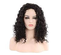 Parrucca per capelli a strati in pizzo GJBXP Parrucca da donna piccola riccia Halloween Moda Cappello per capelli in seta Festival Cosplay 57cm Nero